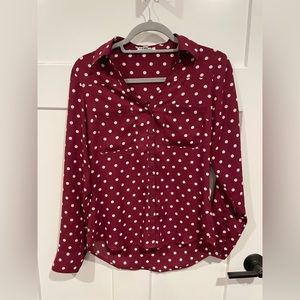 EXPRESS XS BLOUSE MAROON WITH POLKA DOTS GREAT CONDITION
